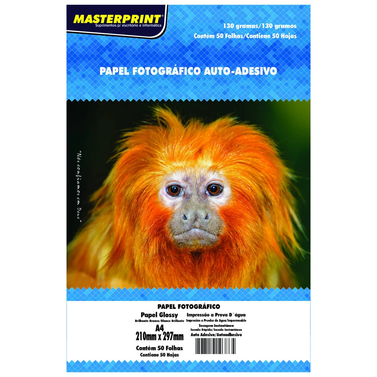 Papel Foto Glossy Auto Adesivo 130g/m² - 50 folhas